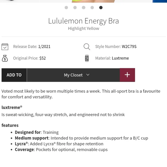 EUC Lululemon Energy Bra *8* Highlight Yellow π - Picture 11 of 11